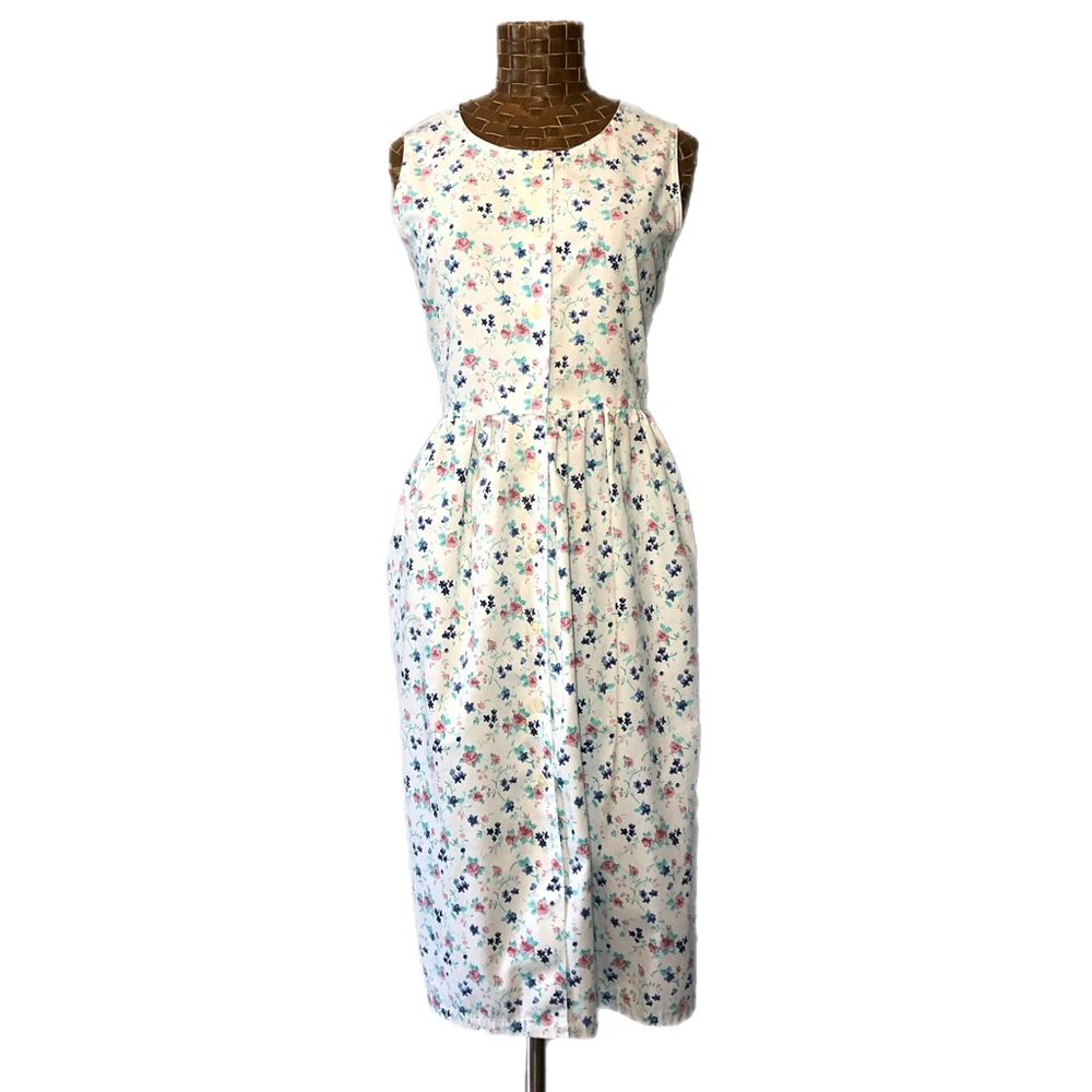 Vintage Lady Footlocker Button Down Floral Midi Dress